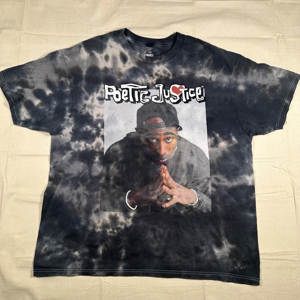 Poetic Justice Tupac Shakur Tie Dye Graphic T-Shirt XL Black Grey 2Pac Movie Tee